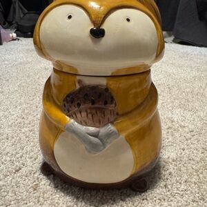 Whimsical Squirrel Ceramic Jar